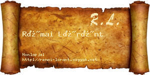 Rémai Lóránt névjegykártya